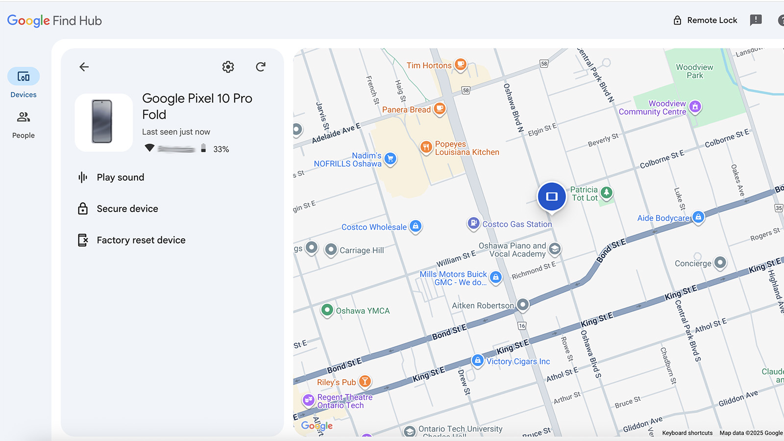 Google Find Hub screenshot