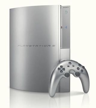 An early image of the PlayStation 3 (notice the oddly-shaped controller).