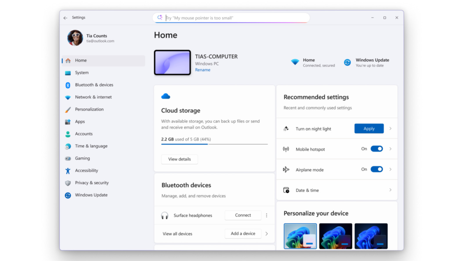 Windows 11 AI Settings Agent gets better in preview build shows recently-used options