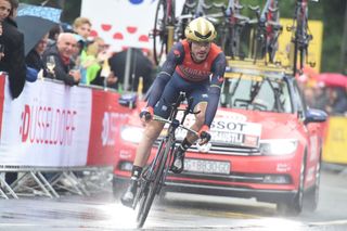 Ion Izagirre (Bahrain-Merida) before he crashed out of the Tour in the wet TT