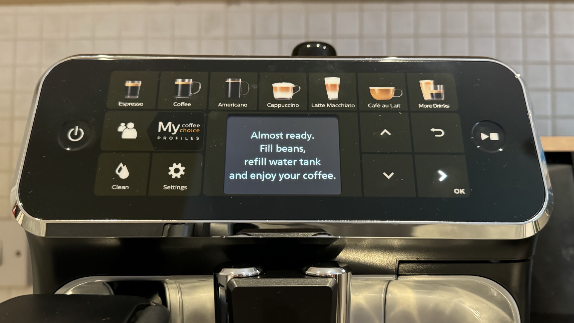 Refill beans and water notification on Philips 5400 Series Bean to Cup Coffee Machine