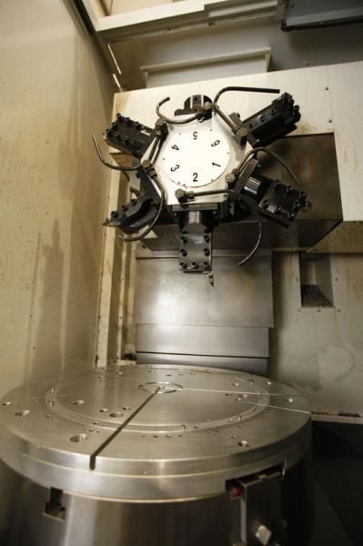 Rim molds are milled on this machine.