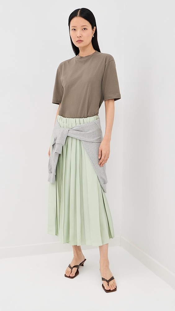 Tibi Feather Weight Pleated Pull on Skirt
