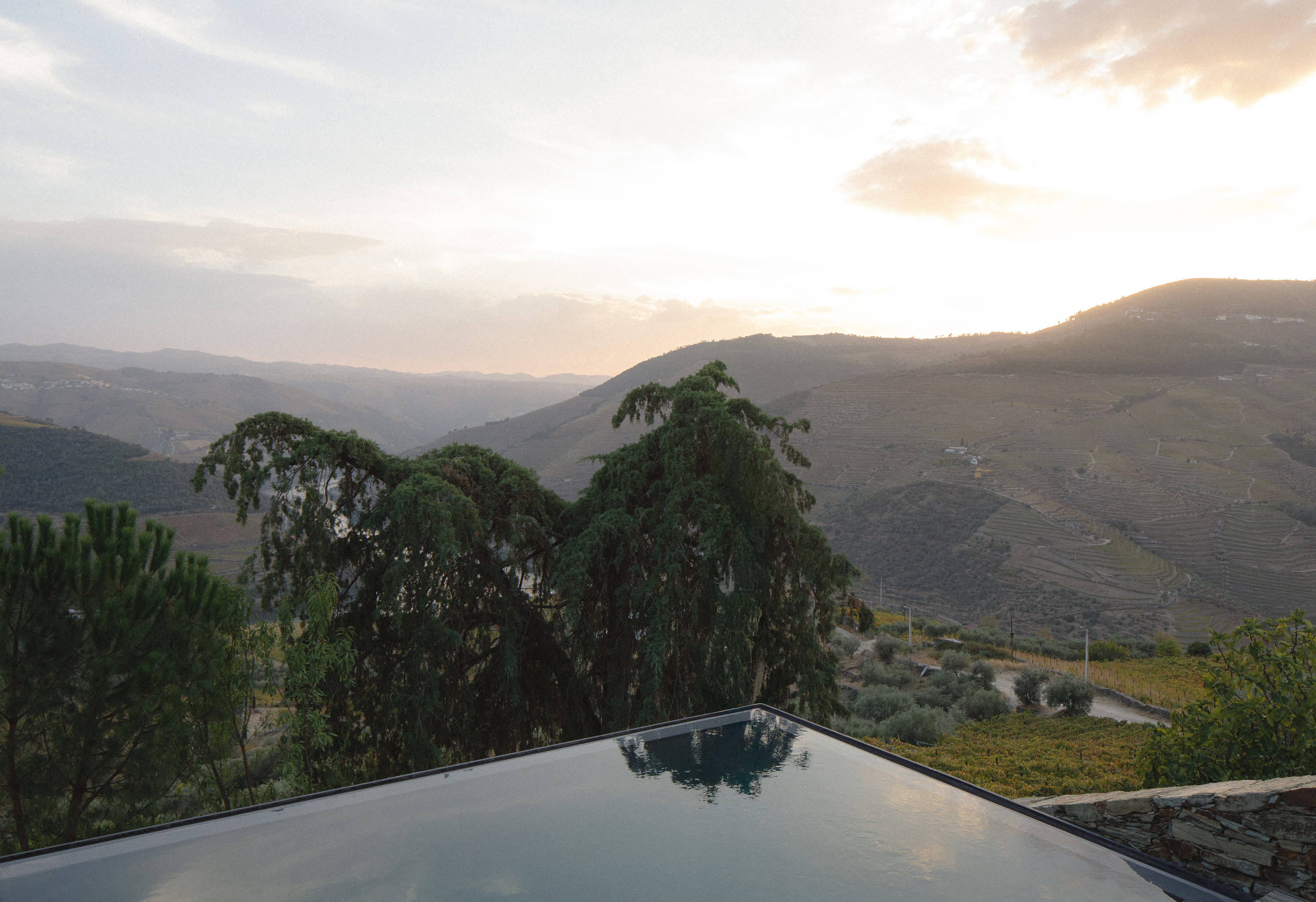 Looking across the pool to the valley below
