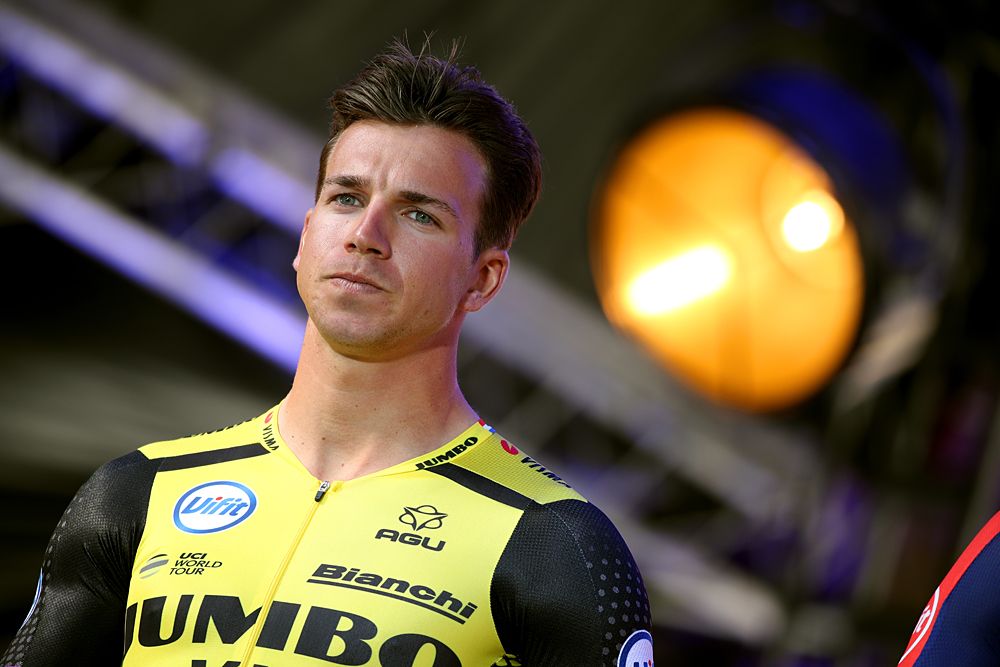 Dylan Groenewegen (Jumbo-Visma) on stage at the Tour de France presentation in Brussels