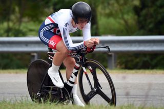 Hayley Simmonds in action during the 2015 Elite Womens TT World Championships