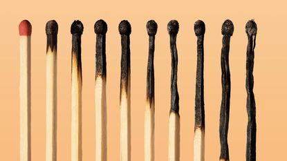 A series of burnt matches.