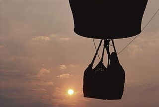Hot air balloon ride at sunset