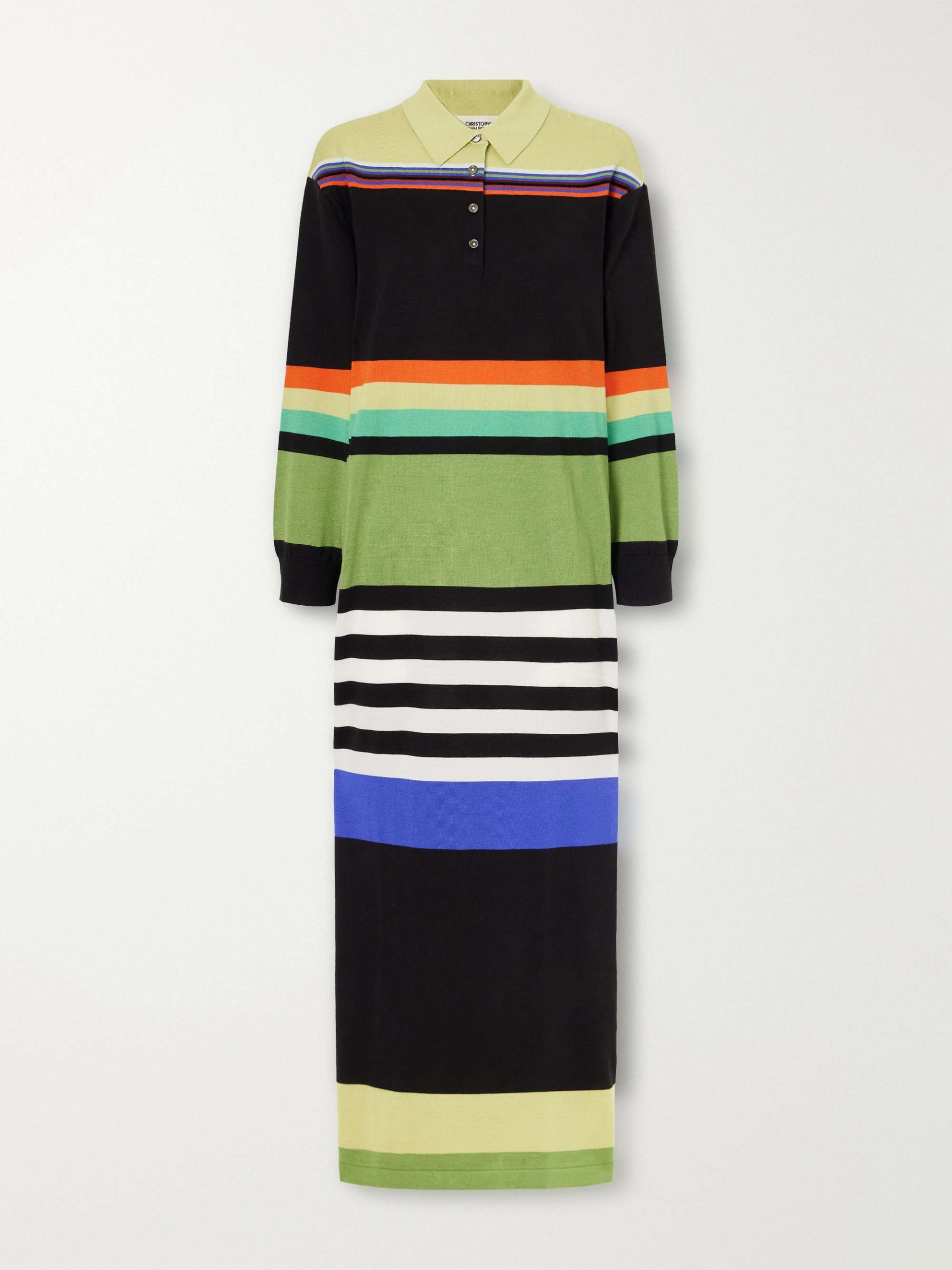 Striped Merino Wool and Silk-Blend Maxi Dress