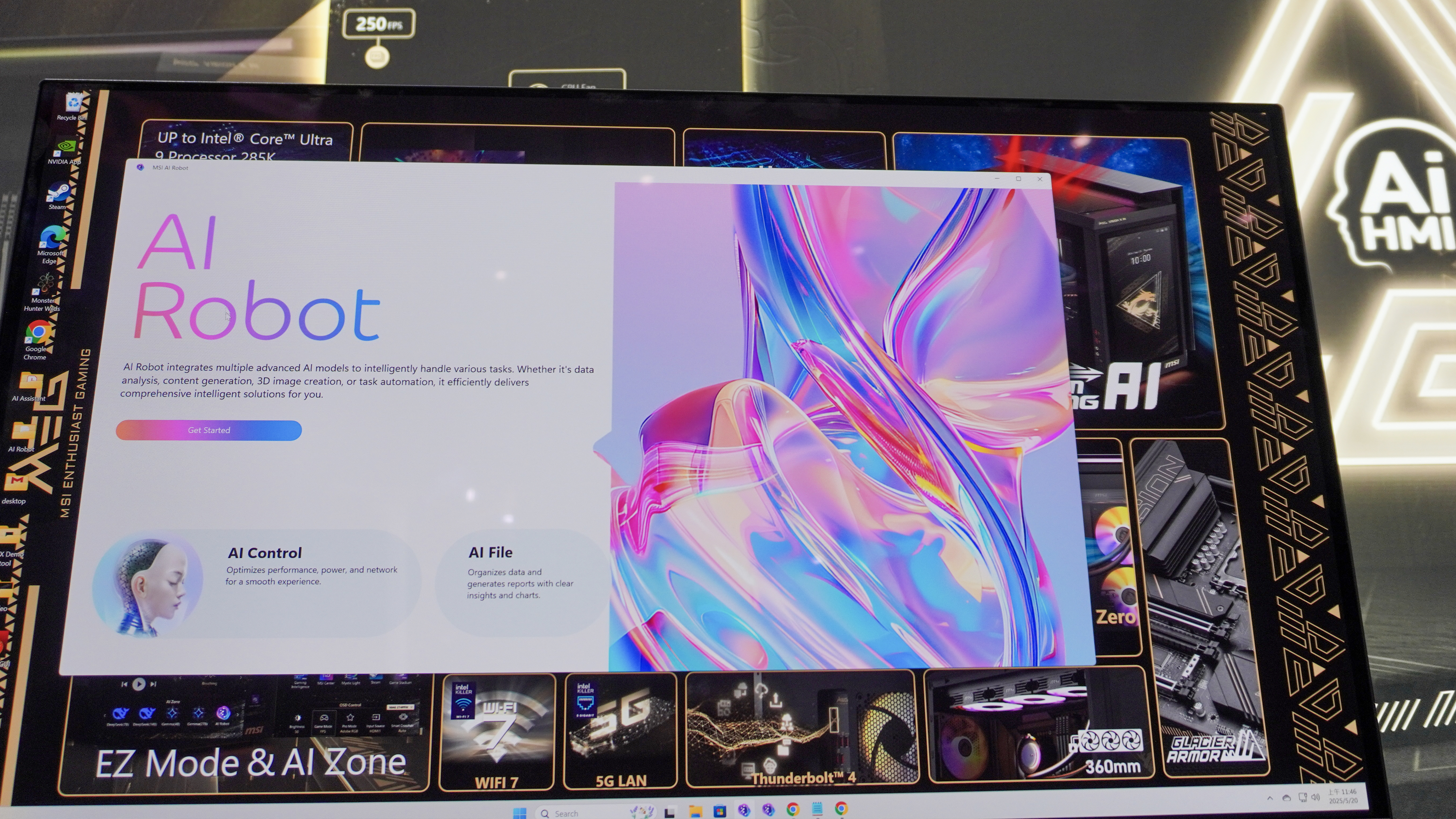 MSI's AI Robot app running on the MSI Meg Vision X AI desktop PC