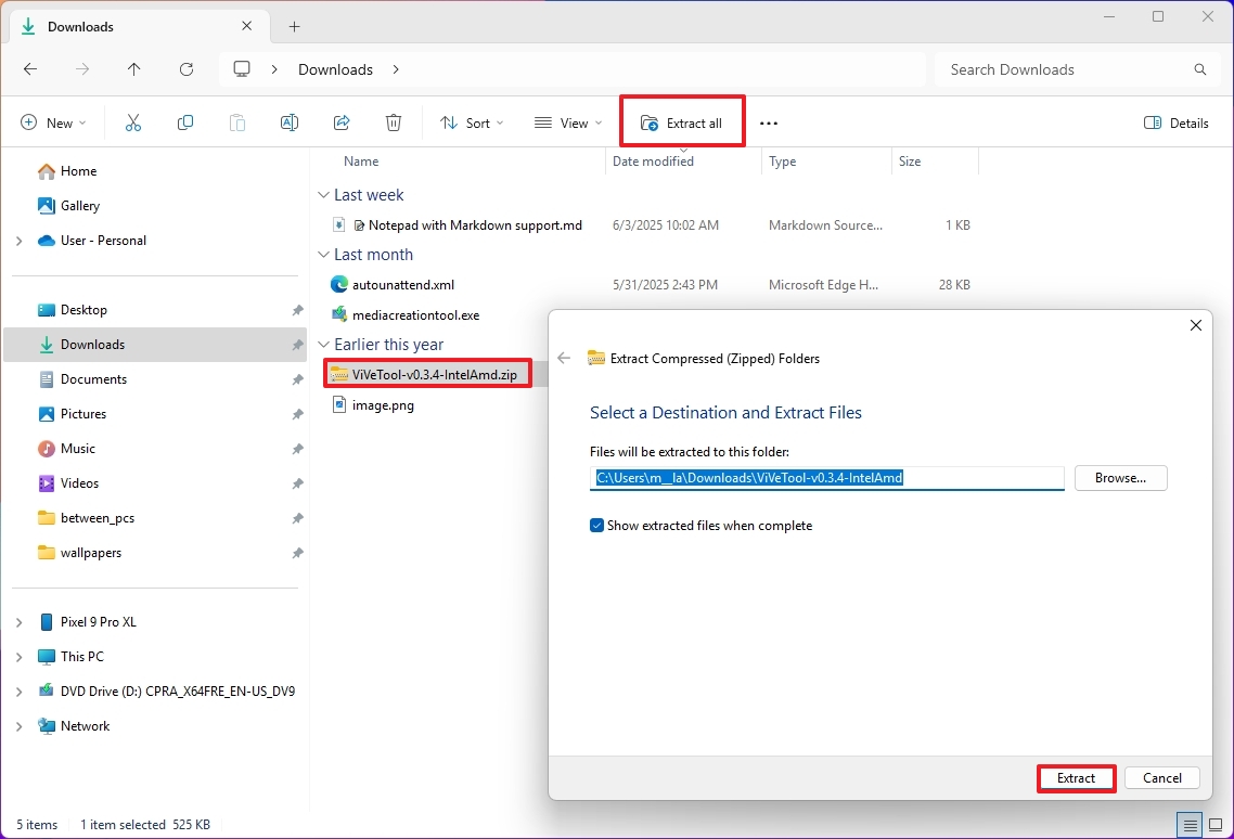 File Explorer extract ViveTool