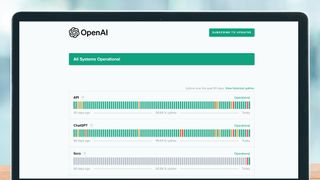 A laptop showing the OpenAI status screen