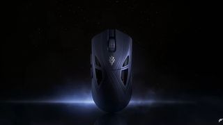 A Finalmouse Starlight X gaming mouse on a night sky background.