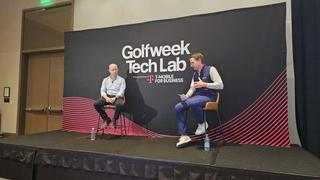 Scott Gutterman, senior vice president, digital and broadcast, PGA Tour (left) and Roberto Castro, managing director, ComTech Consulting, on stage during a 2025 GolfWeek Tech Lab fireside chat.