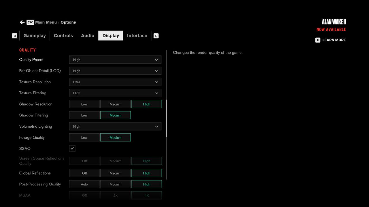 Control Ultimate Edition screenshots and settings