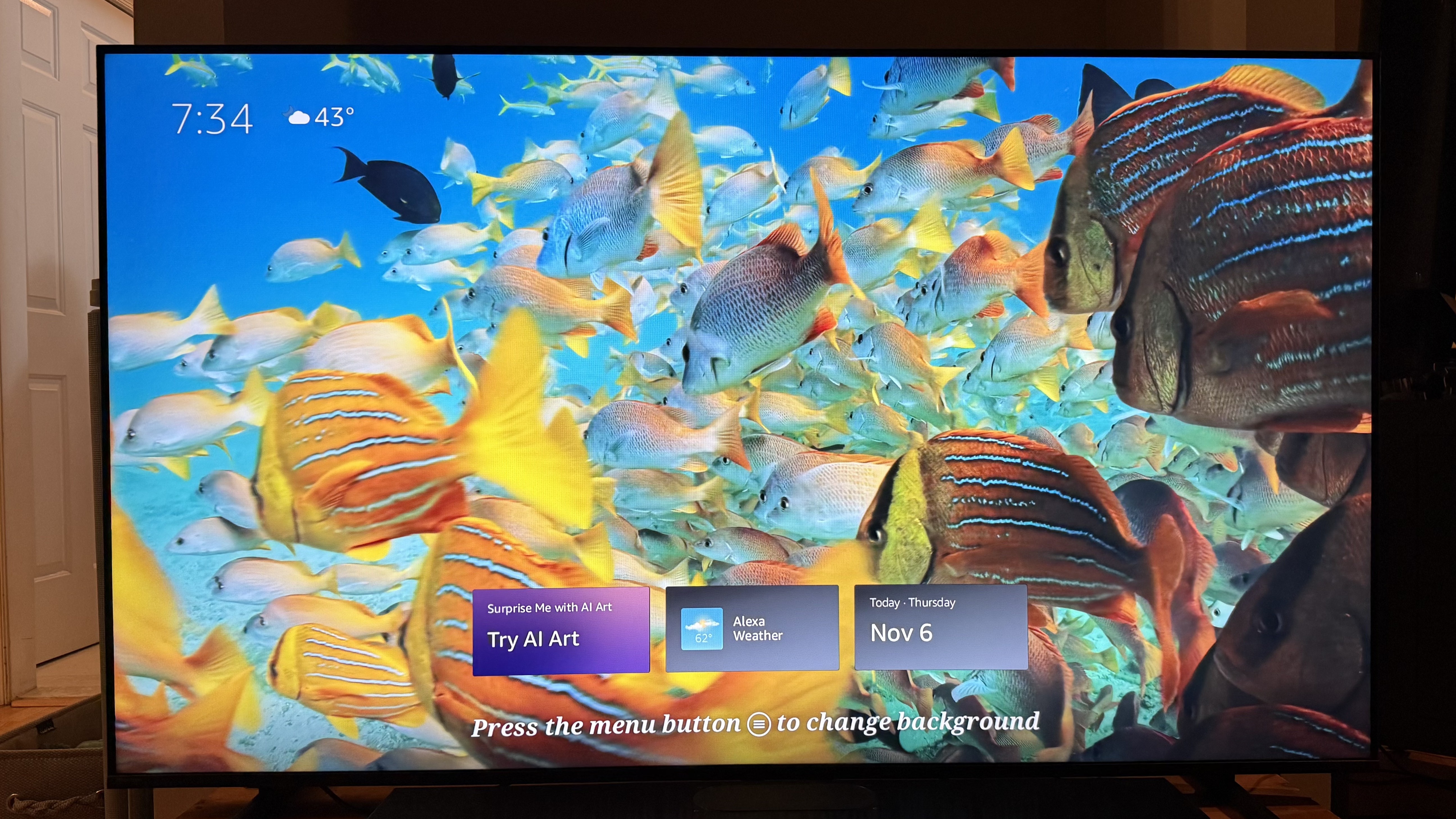 Hisense U65QF showing underwater image with colorful fish