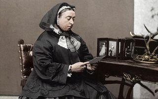 Queen Victoria in 1867 wearing mourning clothes after losing Albert
