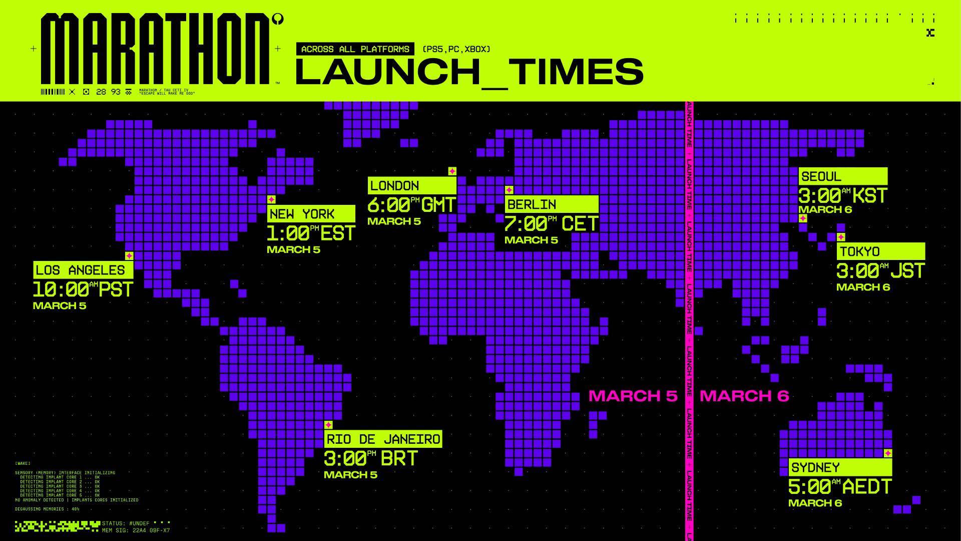Marathon launch times global map