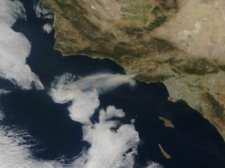 Smoke from California's Spring wildfire. Image acquired at 11:15 a.m. PDT on May 2, 2013, by NASA's Terra satellite. 
