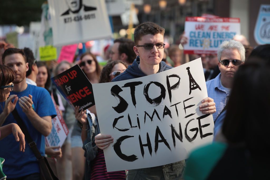 A protester calling for action on climate change.