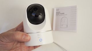 Eufy Indoor Cam E220 held in a hand