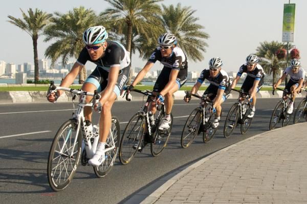 A Leopard Trek rider does his turn at the front