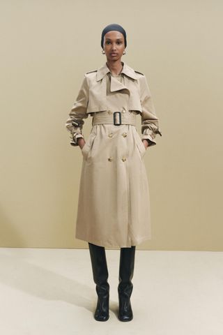 Water-Repellent Belted Trench Coat - Zw Collection