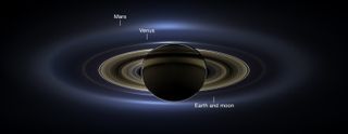 New Cassini Mosaic of Backlit Saturn