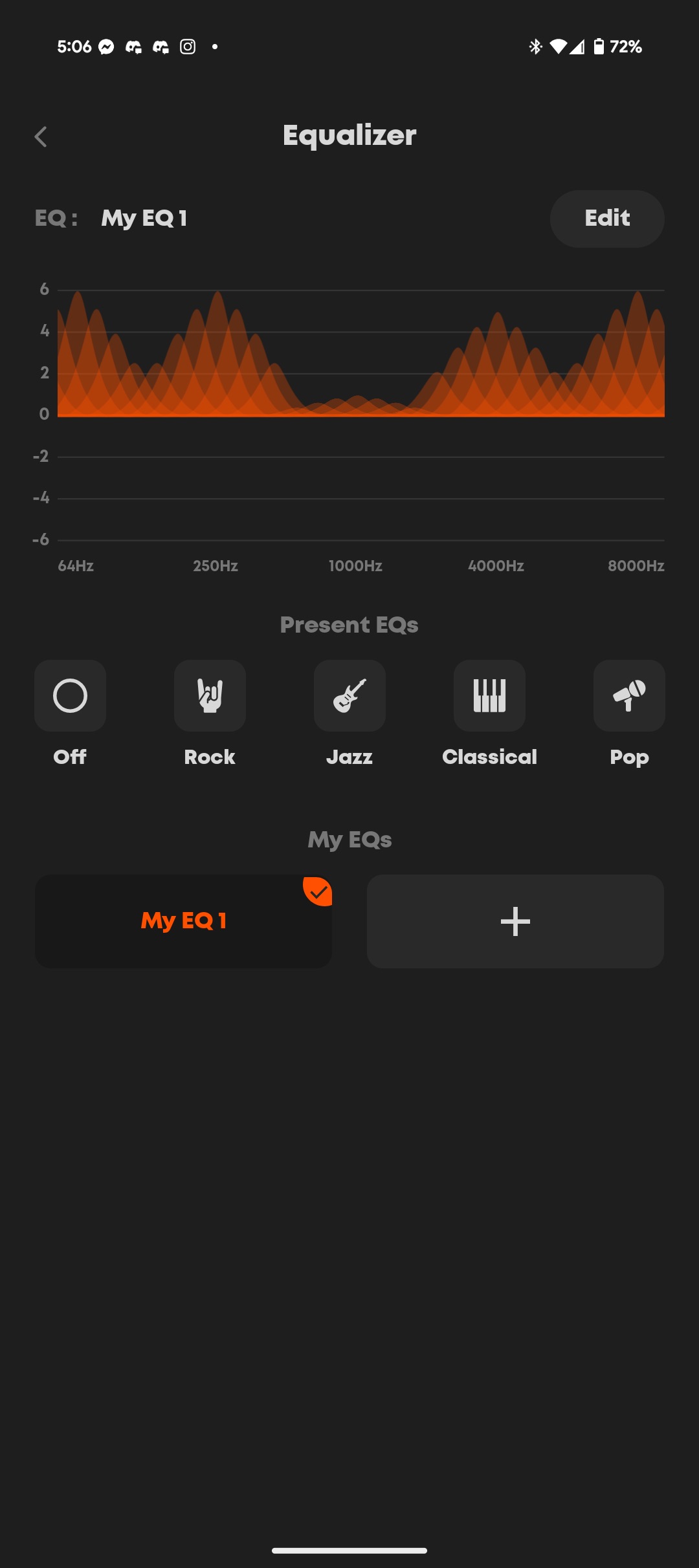 Screenshot of Beyerdynamic app custom EQ