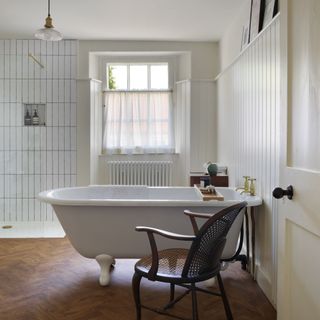 bathtub in clean white bathroom