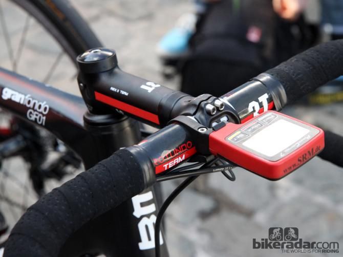 A forged aluminum 3T ARX II Team stem and carbon fiber traditional-bend 3T Rotundo Team bars for Greg Van Avermaet (BMC)