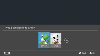 Select your user profile on Nintendo Switch