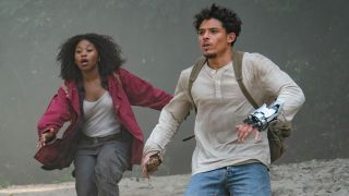 Anthony Ramos and Dominique Fishback in Transformers: Rise of the Beasts.