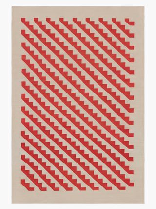 Neutral background and red serrated line patterned print