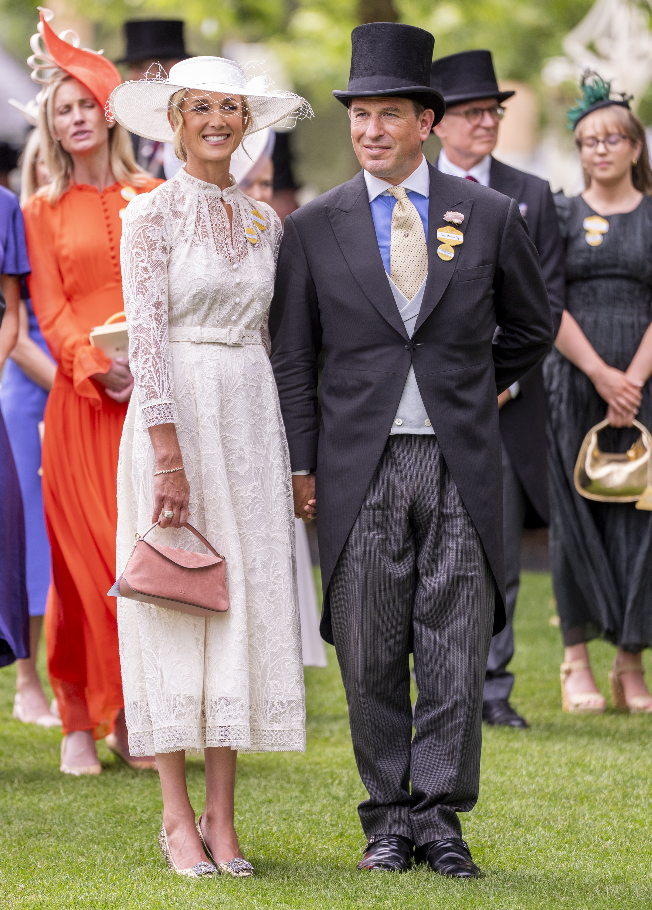 Harriet Sperling wears a bridal white lace dress from a Princess Kate-approved label for Day 5 of Royal Ascot 2026 at Ascot Racecourse on June 20, 2026