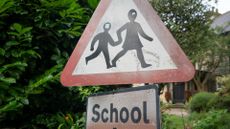 School warning road sign