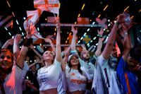 Where to watch Euro 2024 in London: England supporters celebrate victory at the final whistle of the UEFA EURO 2020 semi-final football match between England and Denmark, at Boxpark Croydon in south London on July 7, 2021