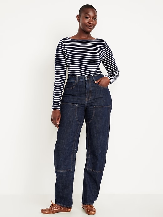 High-Waisted Barrel Utility Jeans