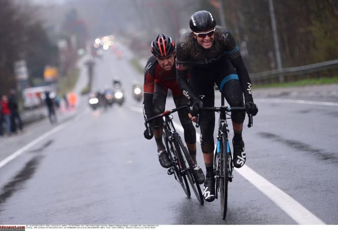 Ian Stannard (Team Sky) looks strong in the finale of Omloop Het Nieuwsblad
