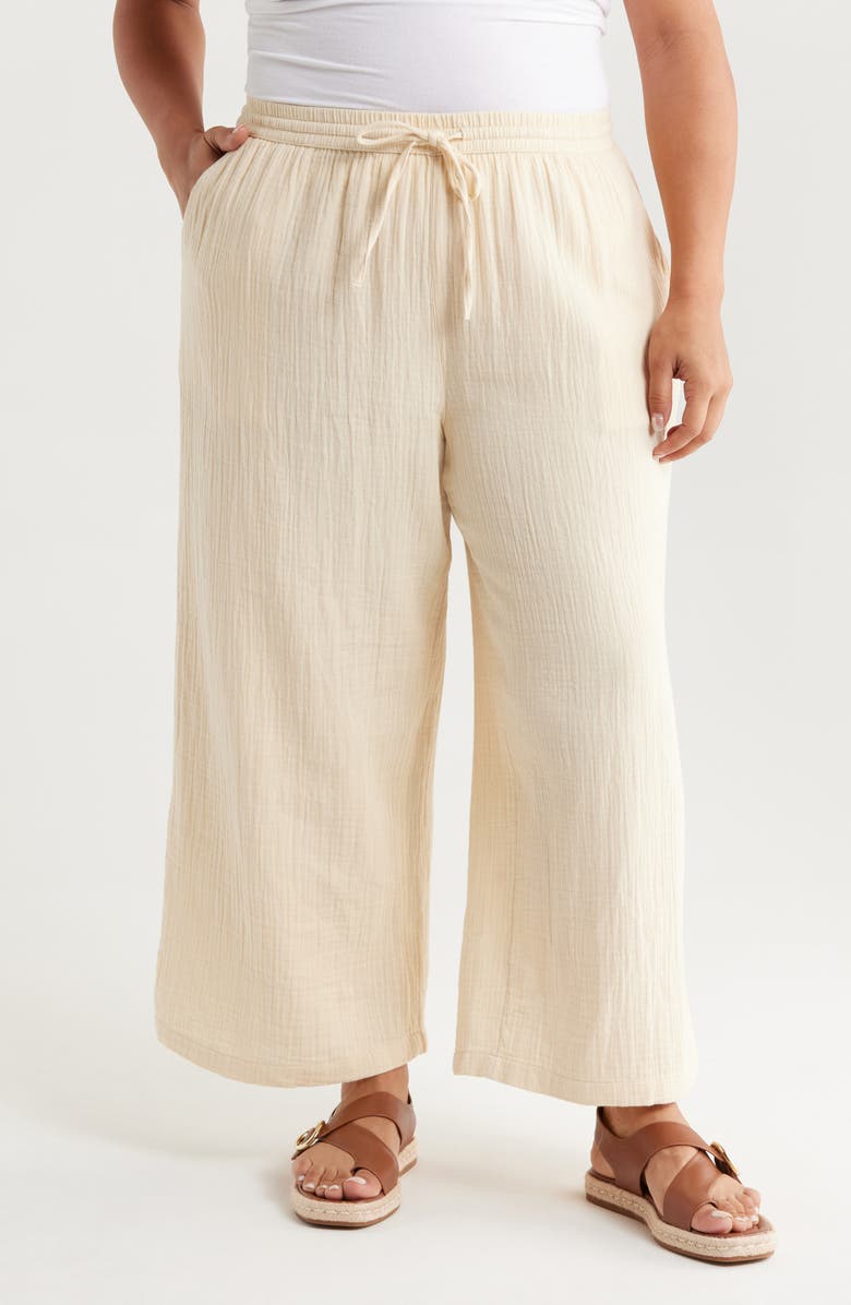 Wide Leg Crop Cotton Gauze Pants