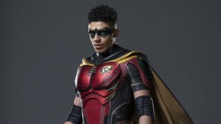 Jay Lycurgo's Tim Drake suited up as Robin in Titans promo picture