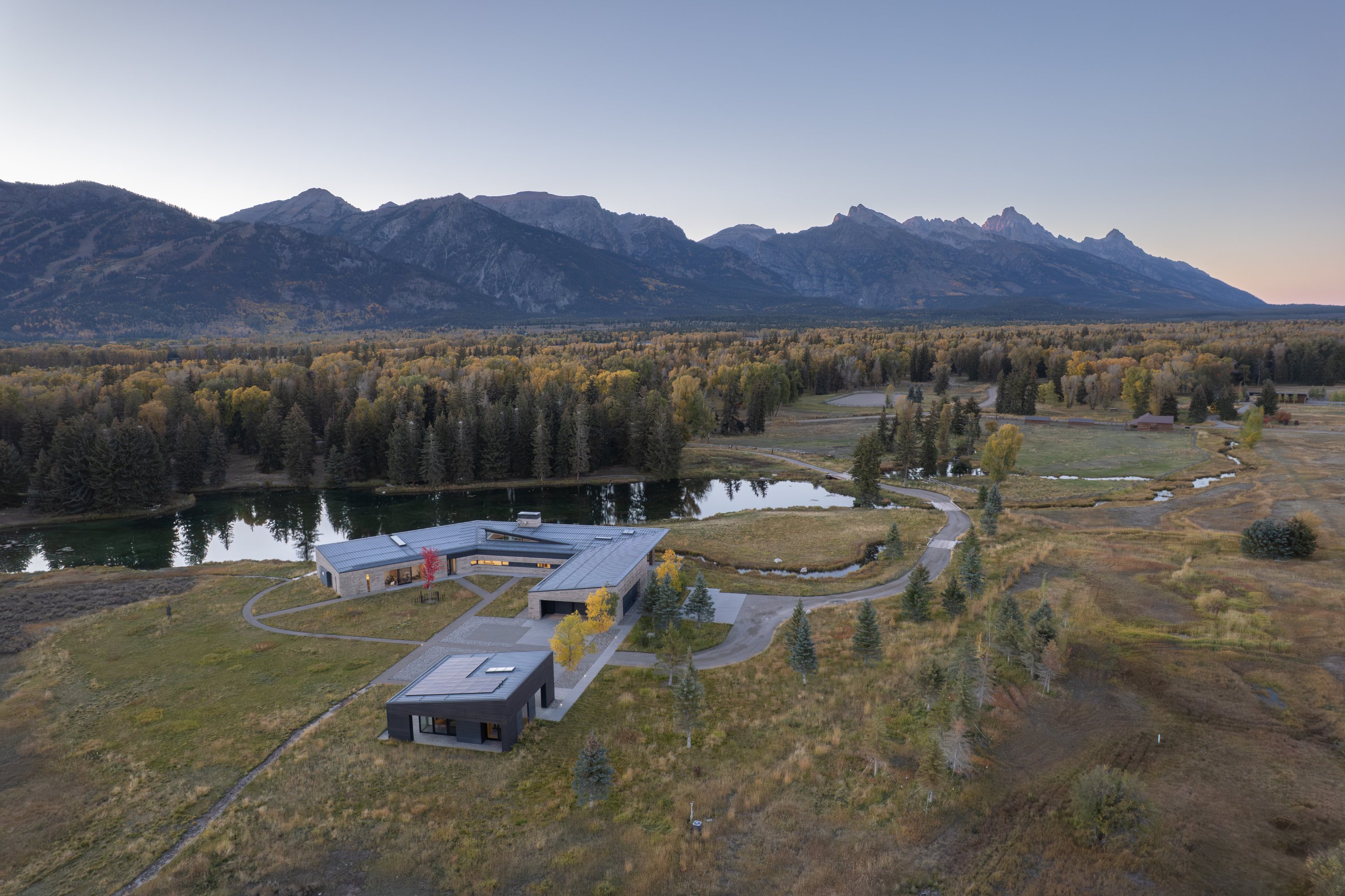 Aerial view of Wapiti Retreat, Wyoming