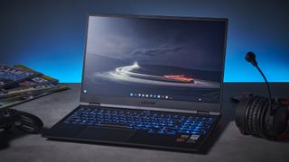 best 15-inch laptop Lenovo Legion S7 gaming laptop set up on a desk with headphones.
