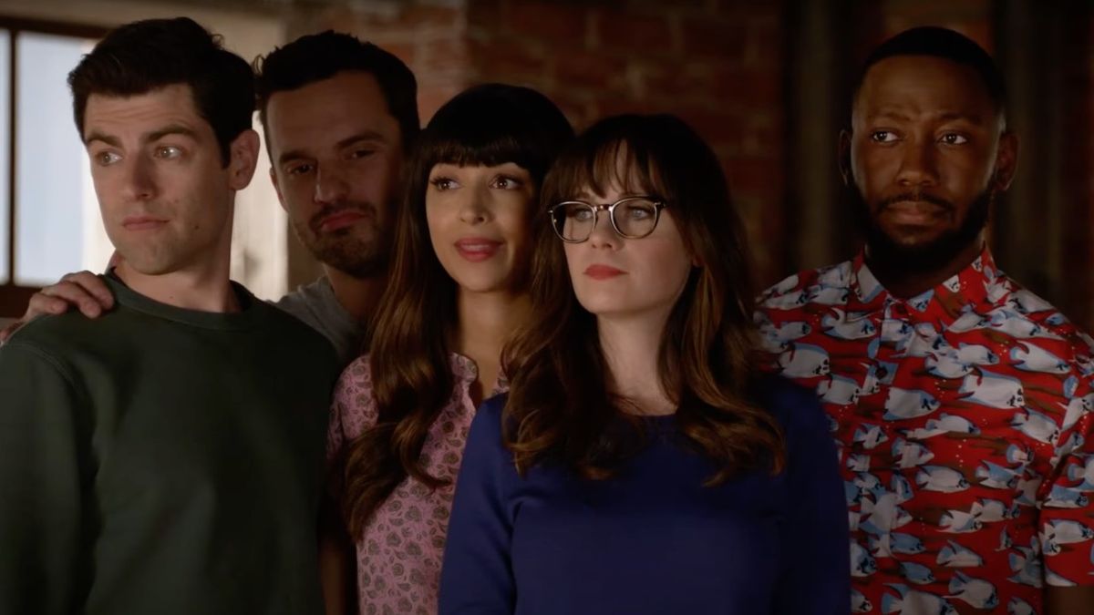 Schmidt, Nick, Cece, Jess and Winston in one of the final shots of New Girl before moving out of apartment 4D.