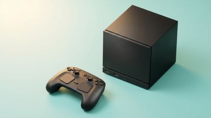 Steam Machine and Steam Controller on turquoise background