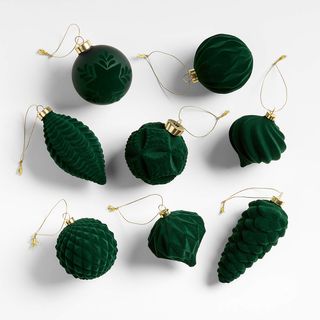 Green velvet Christmas tree ornaments