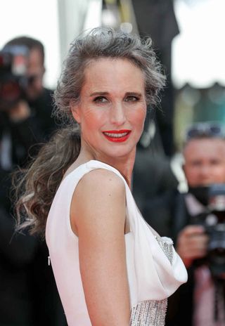 Andie MacDowell attends the "Tout S'est Bien Passe (Everything Went Fine)" screening during the 74th annual Cannes Film Festival on July 07, 2021 in Cannes, France