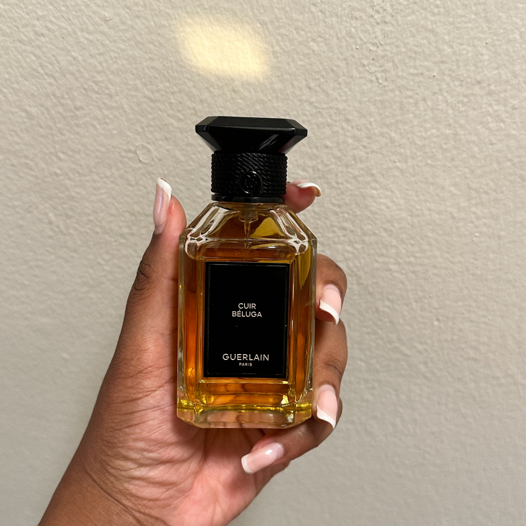 Ariel Baker testing Guerlain L&amp;rsquo;art &amp;amp; La Mati&amp;eacute;re Cuir B&amp;eacute;luga.