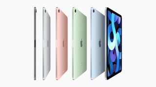 Seks iPad Air 4 i forskellige farver