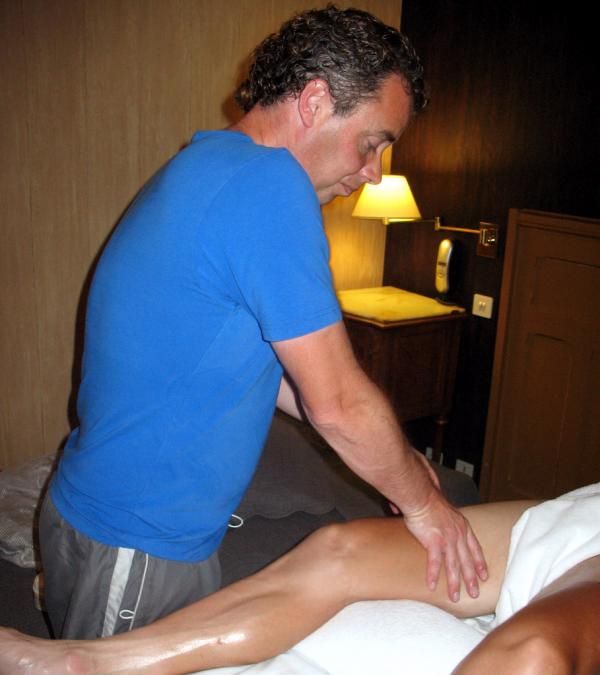 Inside the hotel: Quick Step's masseur at work